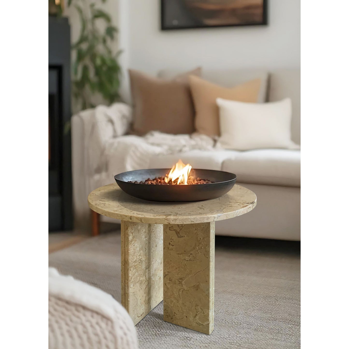 Natural Marble Coffee Table For Living Room, Genuine Marble - Glod Yellow Beige