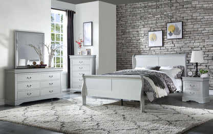 Louis Philippe - 2 Piece Queen Bedroom Set Bed - Silver Gray