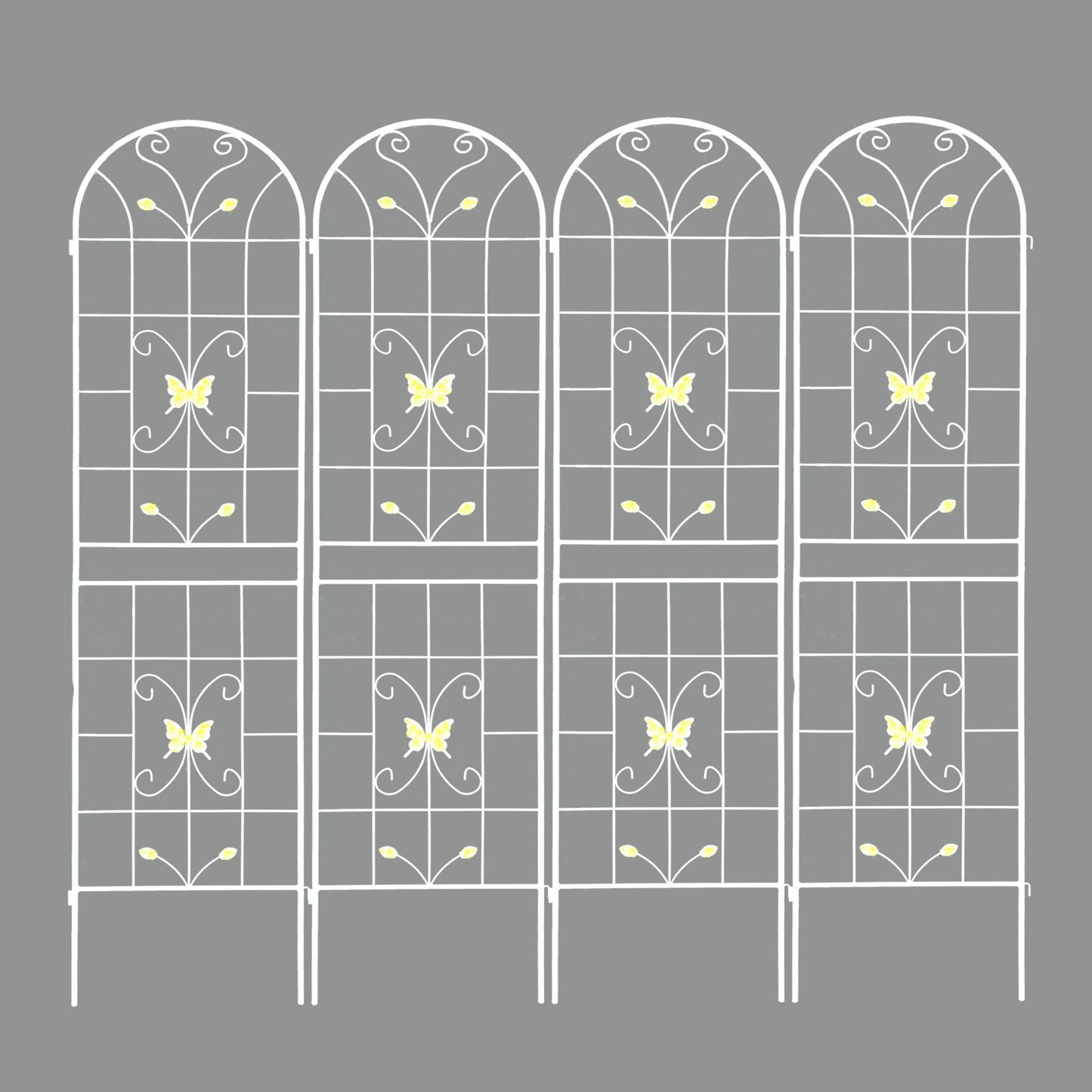 4 Pack Garden Metal Trellis Rustproof Trellis For Climbing Plants Outdoor Flower Support - Cream White