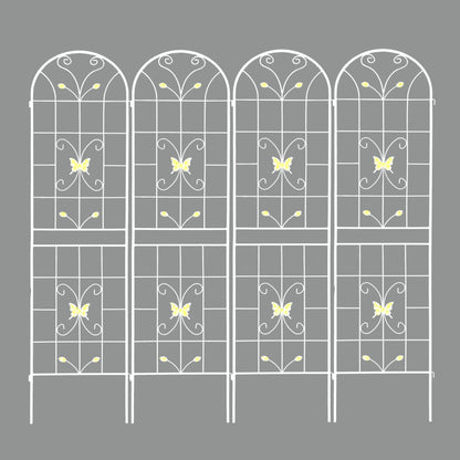 2 Pack Garden Metal Trellis Rustproof Trellis For Climbing Plants Outdoor Flower Support - Cream White