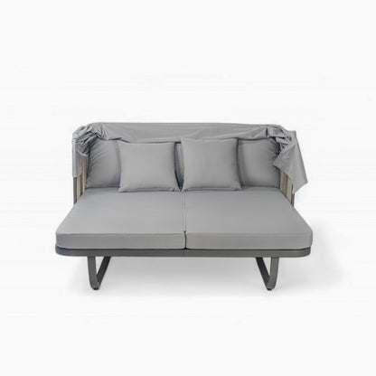 Outdoor Patio Daybed Rattan Daybed Outdoor Sunbed With Detachable Pillows For Patio, Backyard, Pool - Gray