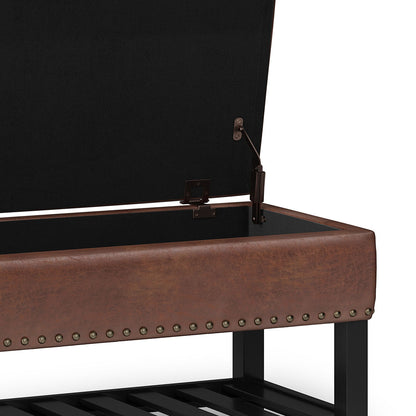 Lomond - Storage Ottoman Bench - Distressed Saddle Brown
