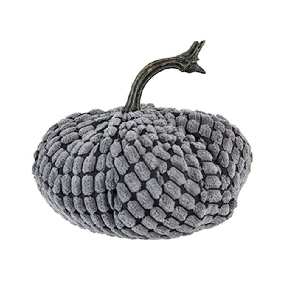 Chenille Weighted Pumpkin Ornament Decor For Holiday Harvest Festival Fall Festival & Thanksgiving (Set of 2) - Gray