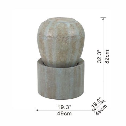 Heavy Outdoor Cement Fountain Antique, Cute Unique Urn Design Water Feature For Home Garden, Lawn Deck & Patio - Antique Blue