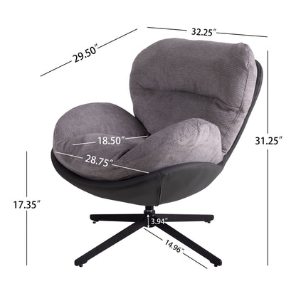 360ÔøΩÔøΩ Swivel Office Chair, Modern Chenille Chair With And Metal Base Frame, No Wheels, Accent Chair - Gray