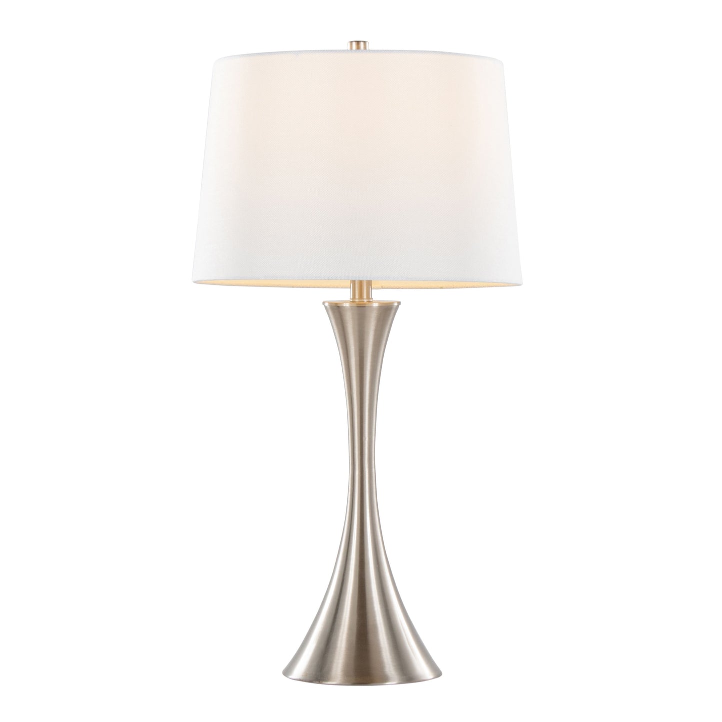 Lenuxe - Contemporary Table Lamp (Set of 2) - Nickel / White