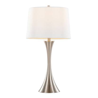 Lenuxe - Contemporary Table Lamp (Set of 2) - Nickel / White