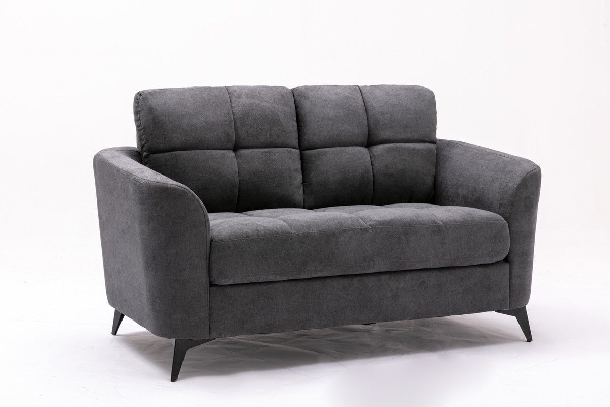 Callie - Woven Fabric Living Room Sofa, Loveseat (Set of 2) - Gray