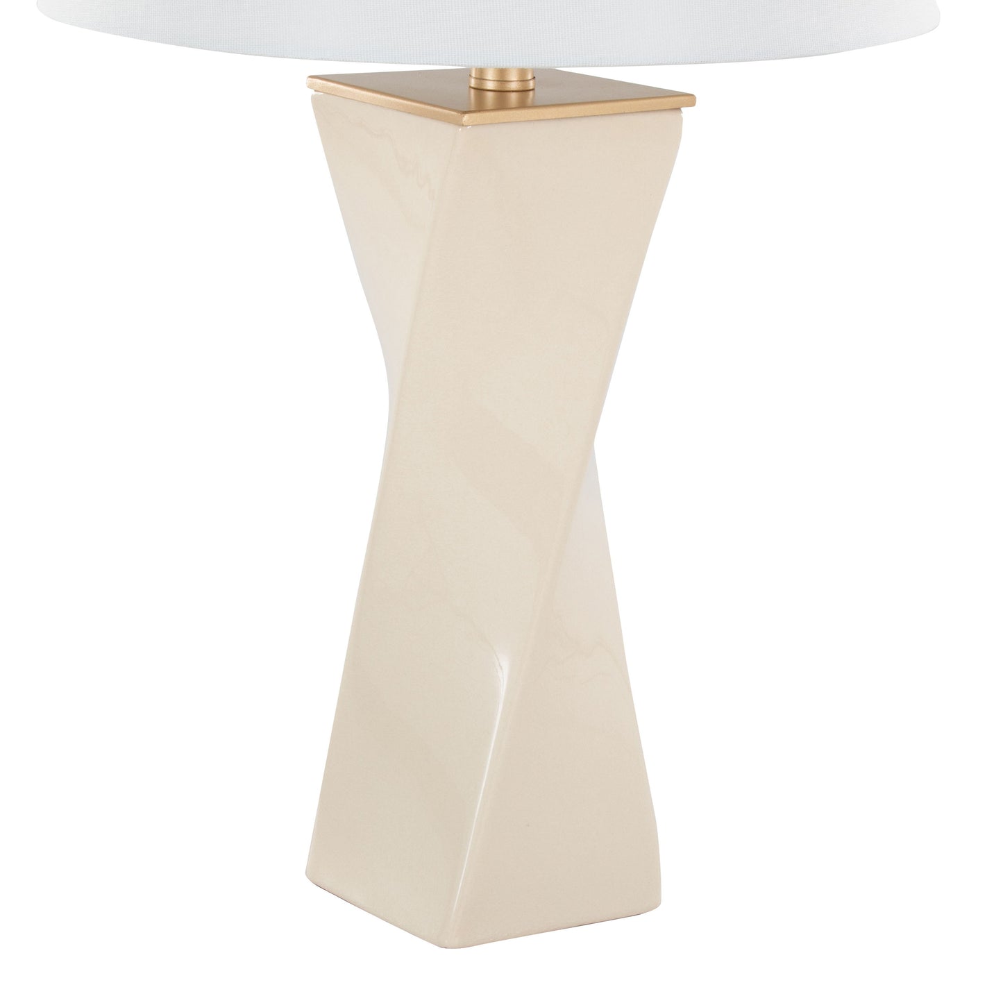 Curvo - Square Contemporary Table Lamp - Cream / Gold / White