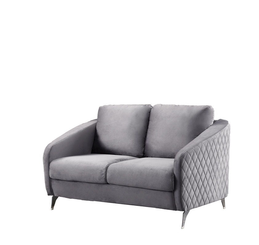 Sofia - Velvet Modern Chic Loveseat Couch - Gray