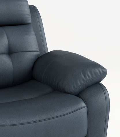 Genuine Leather Non-Power Reclining Sofa With Drop Down Table, Stainless Steel Cupholders And Magazine Bag - Blue