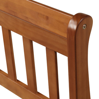 Twin Platform Bed Frame Mattress Foundation Sleigh Bed With Headboard, Footboard, Slat Support - Oak