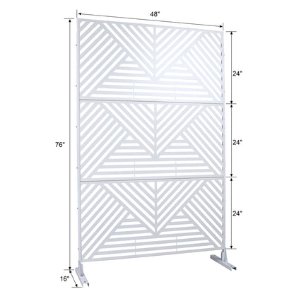 Outdoor & Indoor Privacy Screen Metal Privacy Screen, Freestanding Decorative Privacy Screen For Deck Balcony Patio, Privacy Fence Panels - White