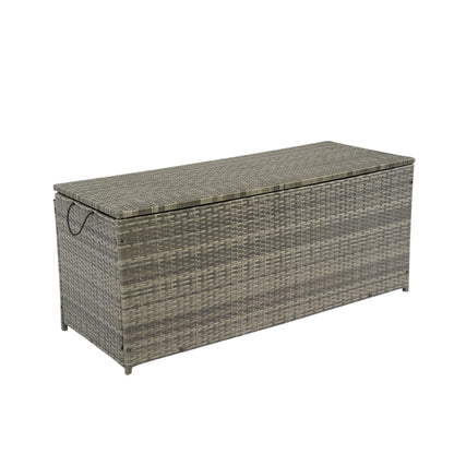 Outdoor Storage Box, 113 Gallon Wicker Patio Deck Boxes With Lid, Outdoor Cushion Storage For Kids Toys, Pillows, Towel, Wicker - Gray