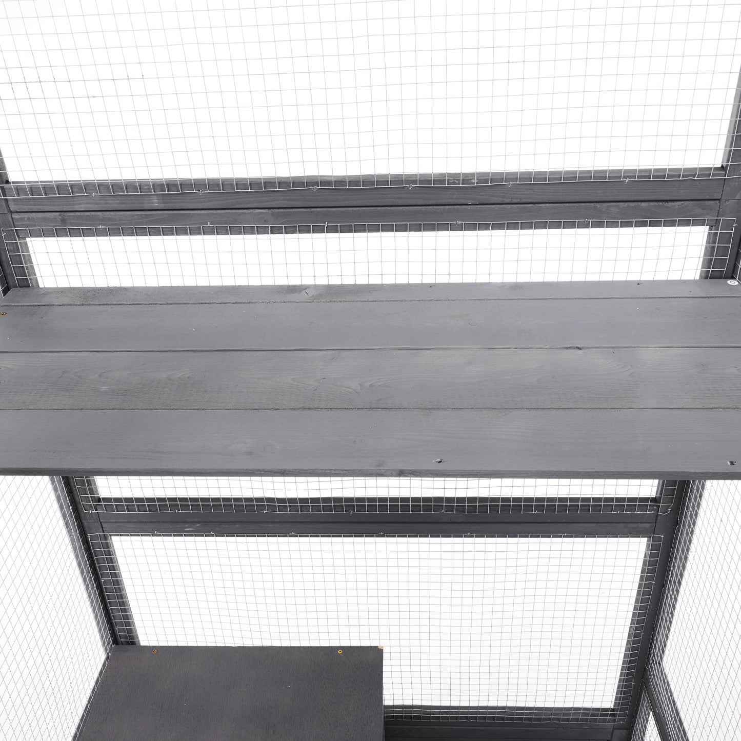Outdoor Diy Cat House Catio With Double Enter Doors, Platforms, And Condos - Dark Gray