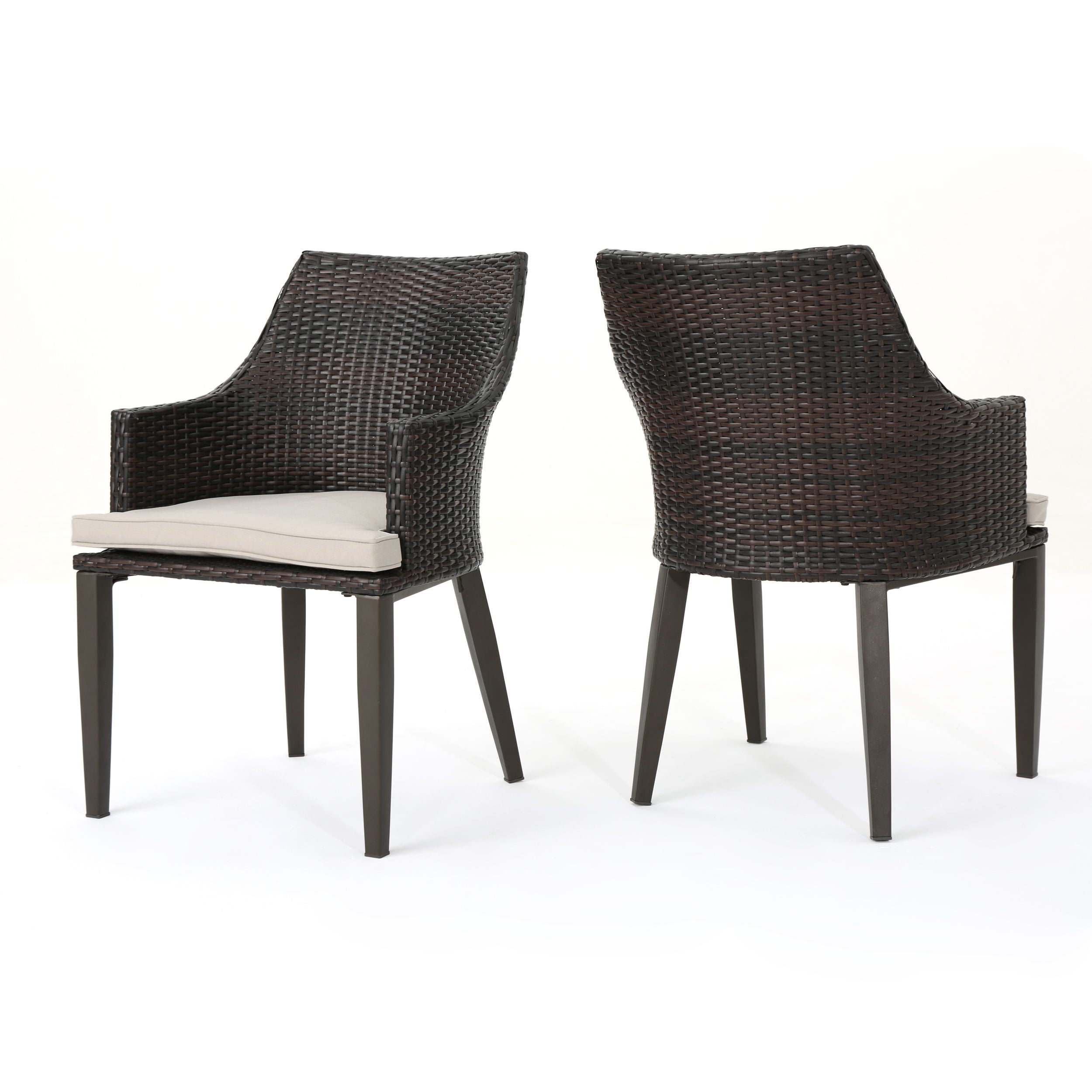 Hillhurst - Stylish Outdoor Chair Set With Cushions Rattan And Metal - Brown