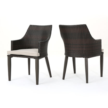 Hillhurst - Stylish Outdoor Chair Set With Cushions Rattan And Metal - Brown