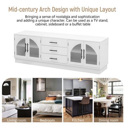 Modern Minimalist TV Stand For TVs Up To 75", Entertainment Center Media Console Cabinet With Adjustable Shelves For Living Room - White