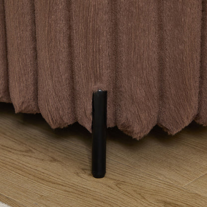 Contemporary Faux Fur Flip Top Storage Bench With - Black Metal Legs, Wide - Brown