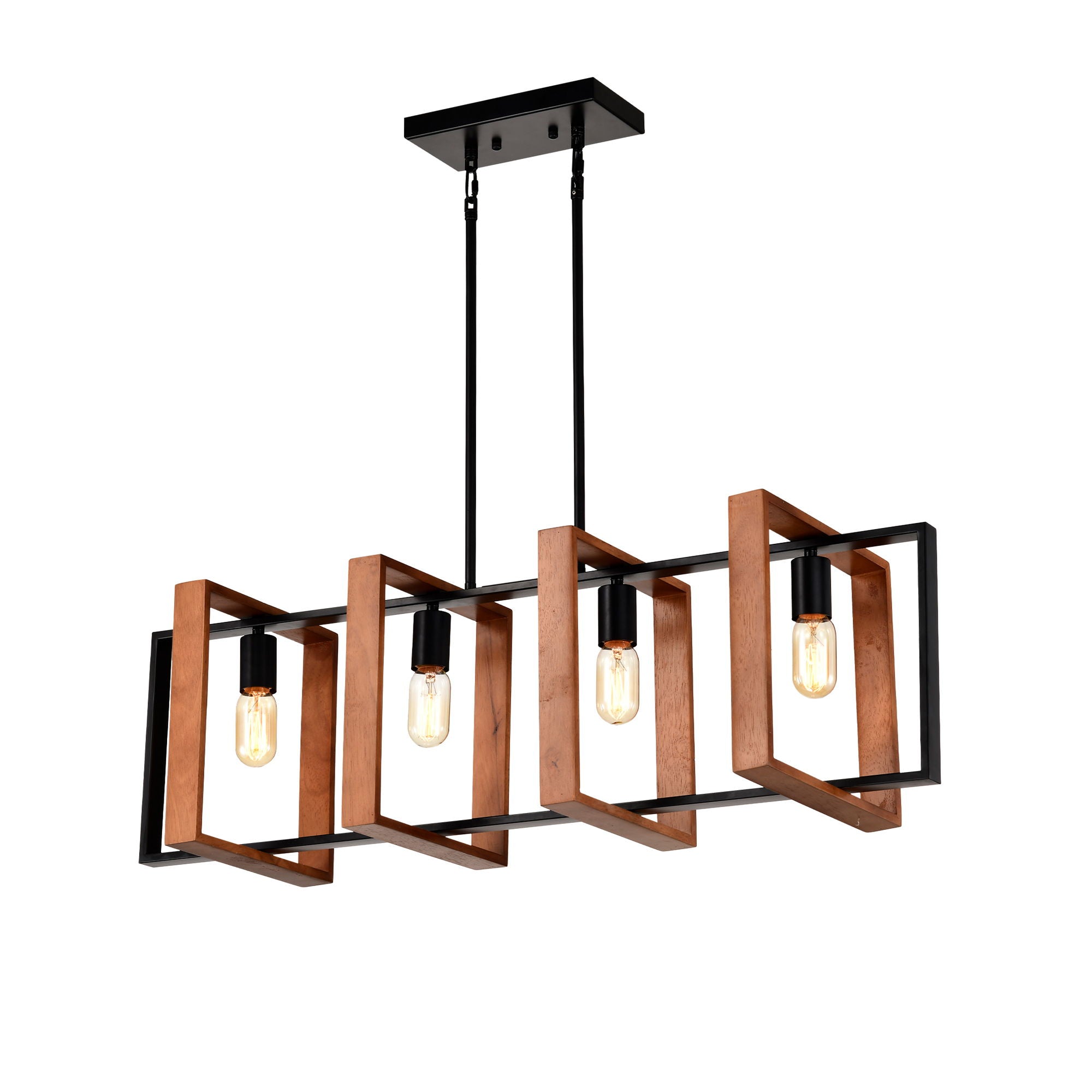 4 Light Kitchen Island Lights Pendant Light Farmhouse Dining Room Light Fixture, Rectangular Chandelier, 36