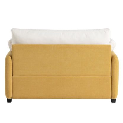 Oversized Single Sofa Chair Wide And Deep Seat, Modern Upholstered Comfy Blocking Couch Lounge With Pillows - Cream / Yellow