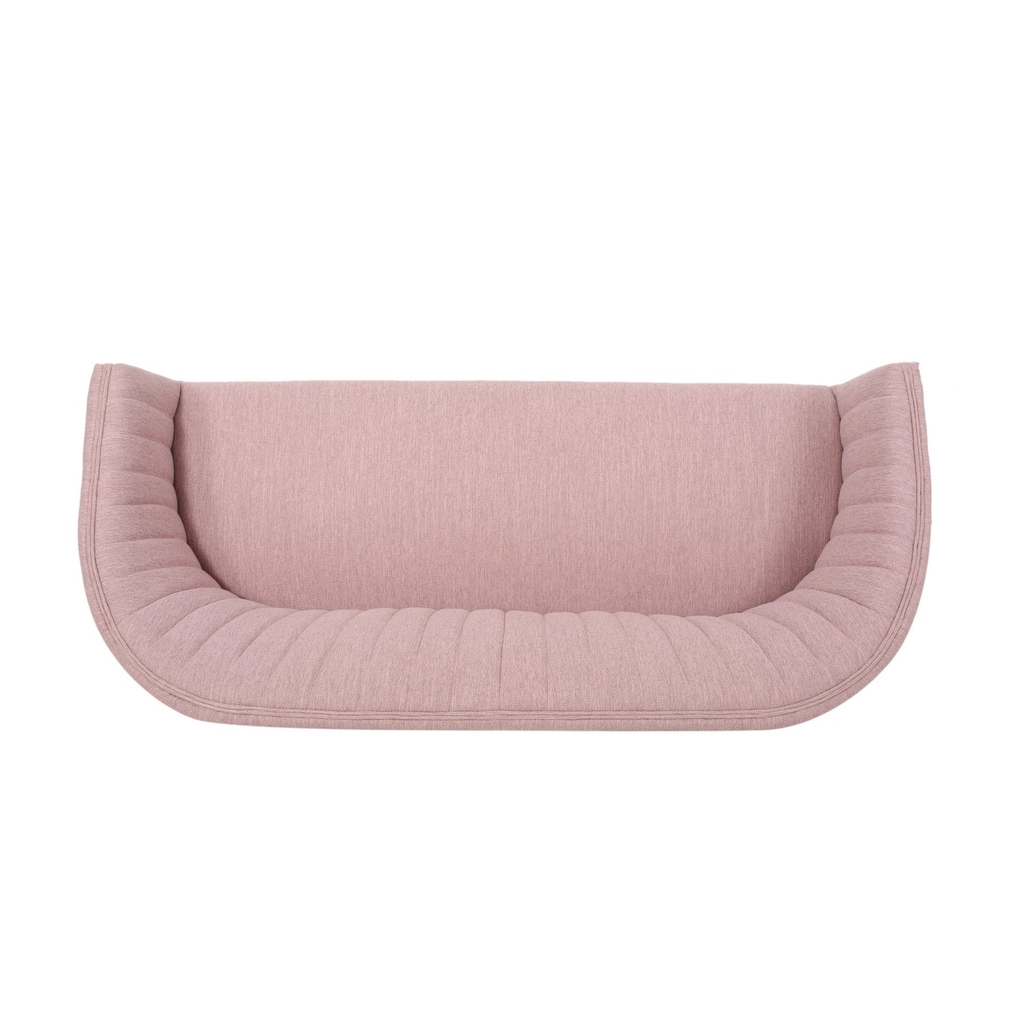 Mid Century Modern Loveseat With Channel Stitched Backrest - Blush