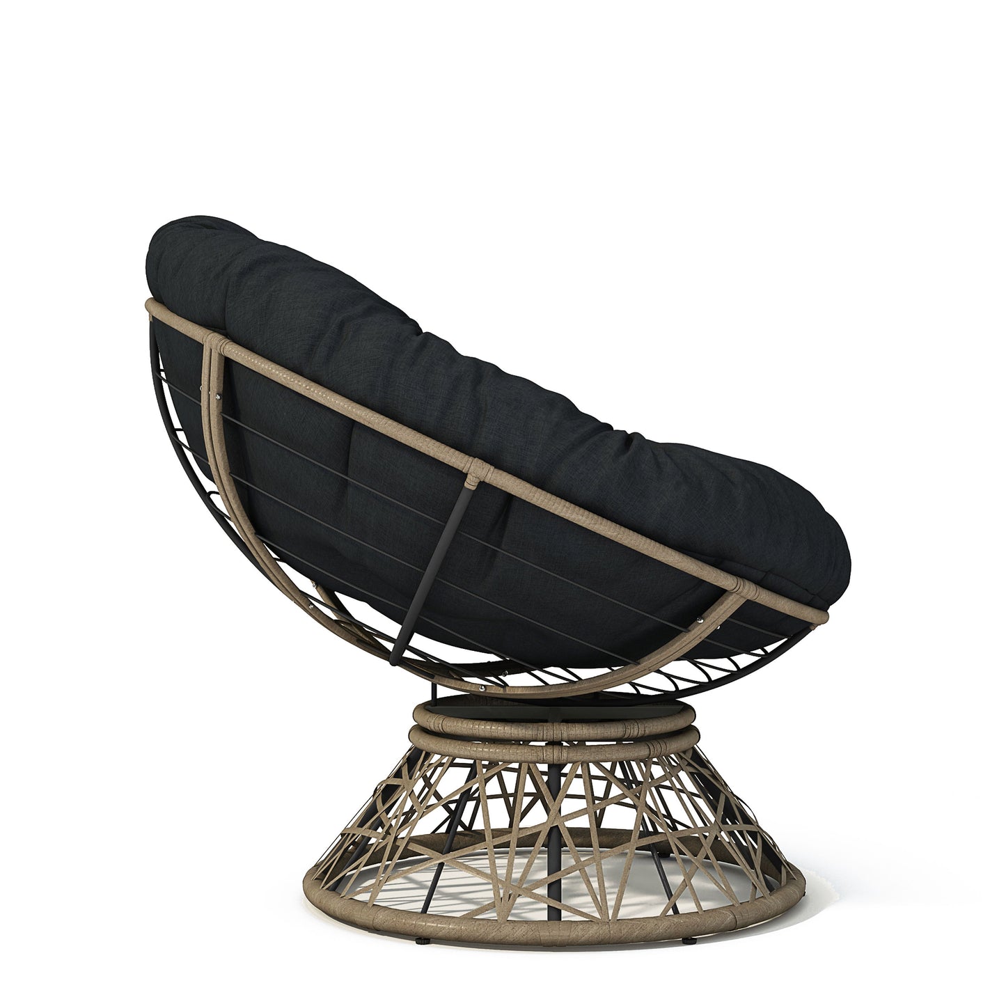 Ergonomic Wicker Chair With Cloud Thick Density Cushion, 3 Proof Cover High Capacity Iron Frame Fluid 360ÔøΩÔøΩÔøΩÔøΩÔøΩÔøΩÔøΩÔøΩÔøΩÔøΩÔøΩÔøΩÔøΩÔøΩÔøΩ Swivel - Black / Brown