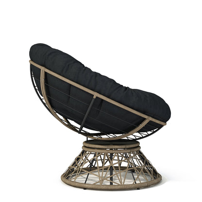 Ergonomic Wicker Chair With Cloud Thick Density Cushion, 3 Proof Cover High Capacity Iron Frame Fluid 360ÔøΩÔøΩÔøΩÔøΩÔøΩÔøΩÔøΩÔøΩÔøΩÔøΩÔøΩÔøΩÔøΩÔøΩÔøΩ Swivel - Black / Brown