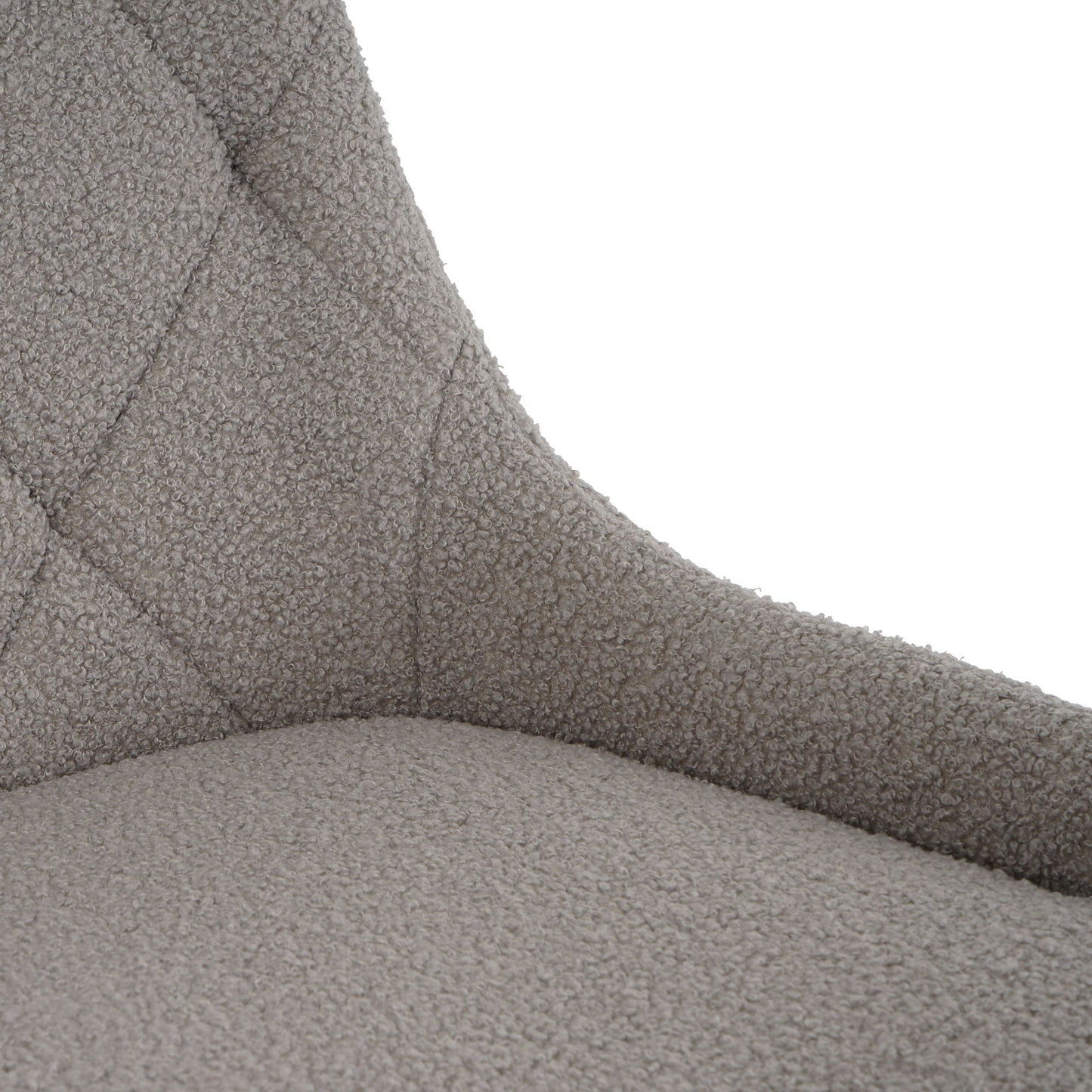 Modern Teddy Fleece Fabric Dining Chair With Chrome Legs, Soft And Comfortable - Gray