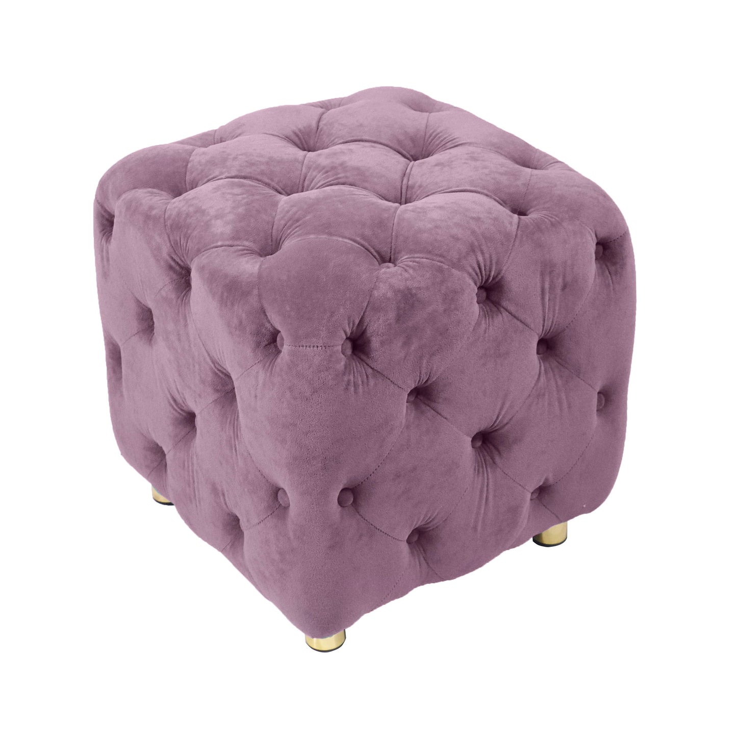 Modern Velvet Upholstered Ottoman, Exquisite Small End Table, Soft Foot Stool, Dressing Makeup Chair, Comfortable Seat For Living Room, Bedroom, Entrance - Purple