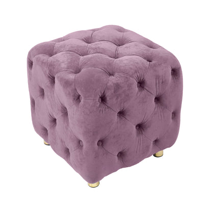 Modern Velvet Upholstered Ottoman, Exquisite Small End Table, Soft Foot Stool, Dressing Makeup Chair, Comfortable Seat For Living Room, Bedroom, Entrance - Purple