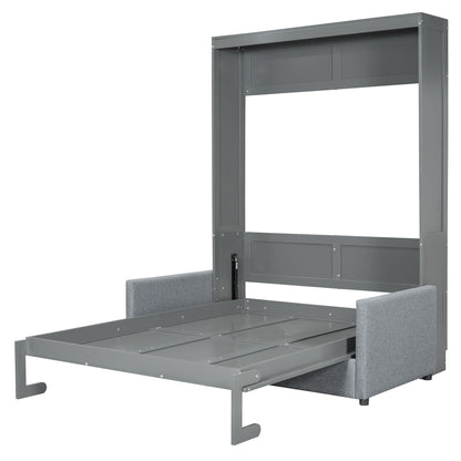 Full Size Murphy Wall Bed With Cushion - Gray