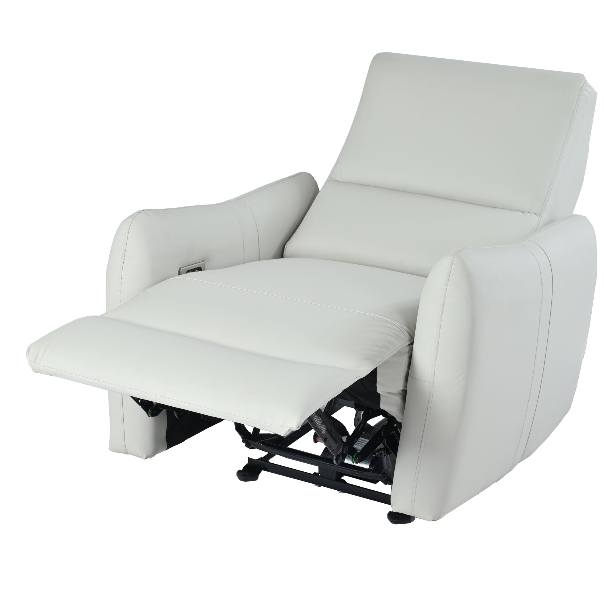 Wall Hugger Recliner, Power Recliner Chair, Electric Recliner For Living Room, Leather Reclining Armchair, Reclining Sofa For Bedroom / Apartment / Rv, With USB Port (Type - C) - Light Gray