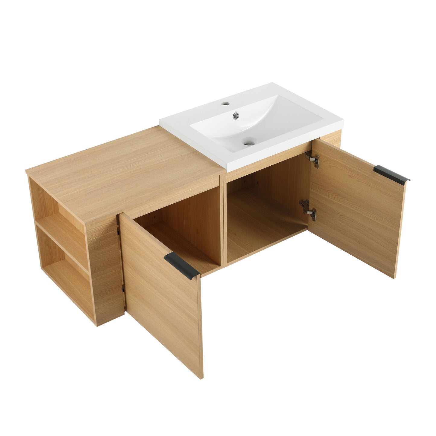Modern Bathroom Vanity Sink Combo With Ample Storage - Oak