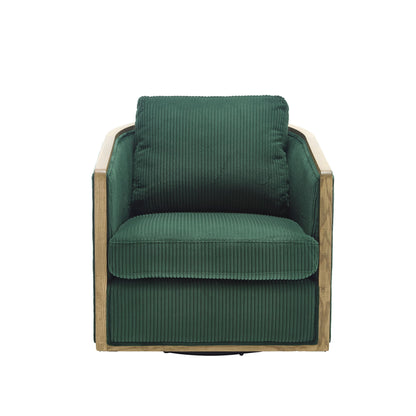Corduroy Swivel Barrel Chair, Comfortable Accent Sofa Chair With 360 Degree Swivel For Living Room - Emerald