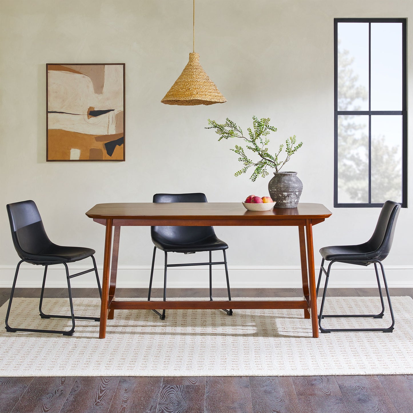Mid-Century Modern Dining Table With Trestle Base - Walnut