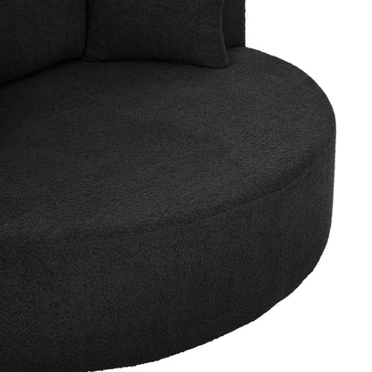 360 Degree Swivel Accent Barrel Chair With Removable Pillows - Black
