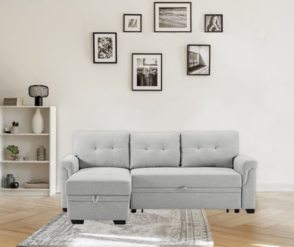 Sierra - Reversible Sleeper Sectional Sofa With Storage Chaise - Light Gray
