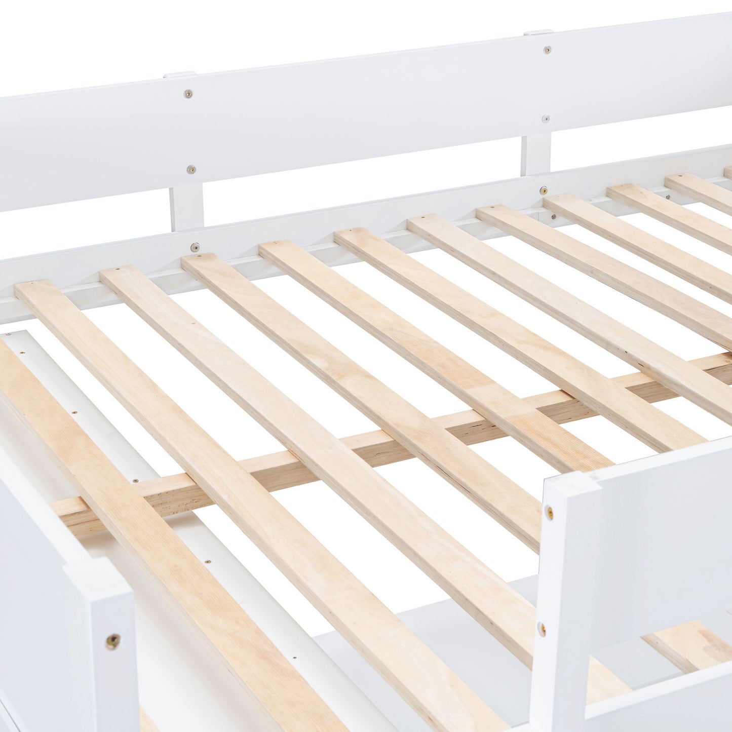 Full Size Loft Bed With Desk And Storage Shelves - White