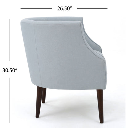 Elegant Upholstered Club Chair With Button Tufting - Light Blue