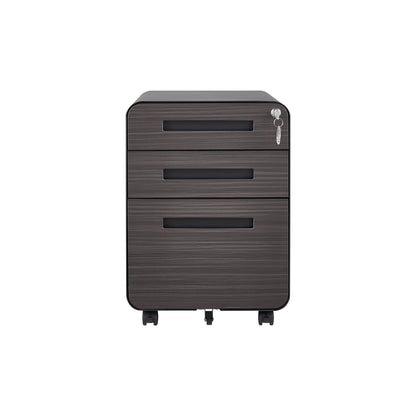 3 Drawer Mobile File Cabinet Under Desk Office, Simple Style Versatile Storage Cabinet, 5 Wheel Design Anti-Tilting Cold Rolled Steel Waterproof Moisture-Proof - Black
