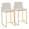 Fuji - Contemporary High Back Counter Stool (Set of 2) - Gold / Beige