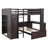 Full Size Loft Bed With A Twin Size Standalone Bed, Shelves, Desk, And Wardrobe - Espresso