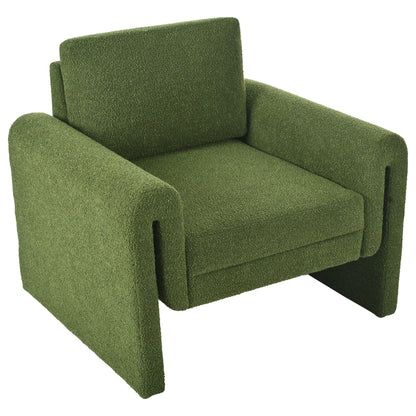 Modern Boucle Upholstered Accent Chair Sturdy Support & Luxurious Comfort Solid, Manufactured Wood - Green