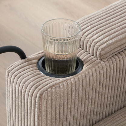 Convertible Chaise Lounge Loveseat Sofa Bed With USB Ports, Cup Holders, Phone Holder, Storage - Brown