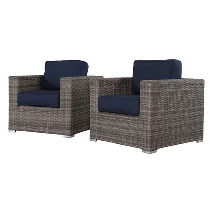 Club Chair (Set of 2) - Brown Gray / Navy Blue