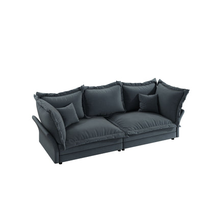 Modern Comfy Upholstered Sofa Cloud Couch, Deep Seat Couches With Multiple Large Soft Pillows, Convertible Deep Seat Chaise Langue For Living Room - Gray