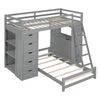 Twin Over Twin Bunk Bed With LED Light And USB Ports - Gray