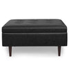 Shay - Mid Century Large Square Coffee Table Storage Ottoman - Distressed Black