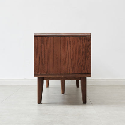 TV Cabinet With Chinese Changhong Glass Doors, Two Drawer Storage Space TV Standing - Walnut